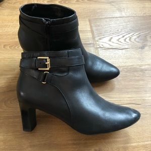 Lauren Ralph Lauren Black Leather Heeled Booties